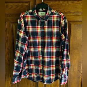 Hawker Rye Long Sleeve Flannel Shirt-Blue Red Gold White Plaid- Men’s Large (73)
